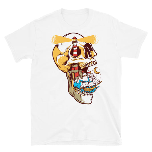 Navegando en la isla calavera Fit Unisex Softstyle camiseta