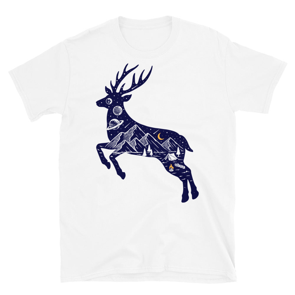 Silhouette of deer and nature Fit Unisex Softstyle T-Shirt