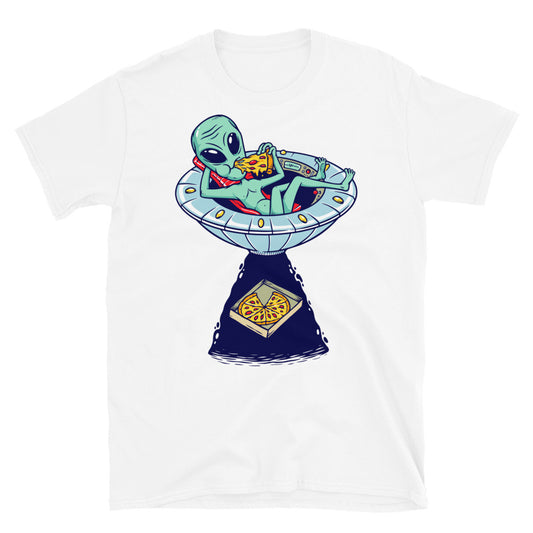 Aliens Abducting a piece of Pizza - Fit Unisex Softstyle T-Shirt