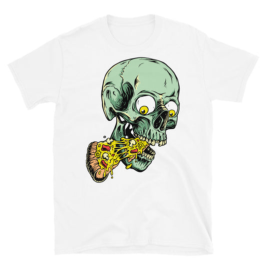 Camiseta unisex Softstyle con diseño de calavera y pizza