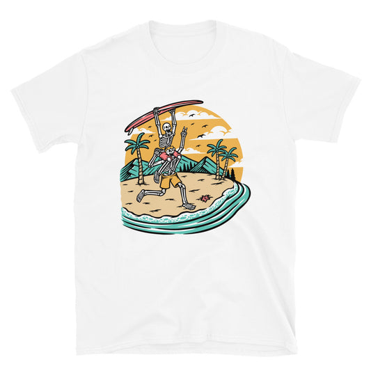 Two skulls having fun on the beach Fit Unisex Softstyle T-Shirt