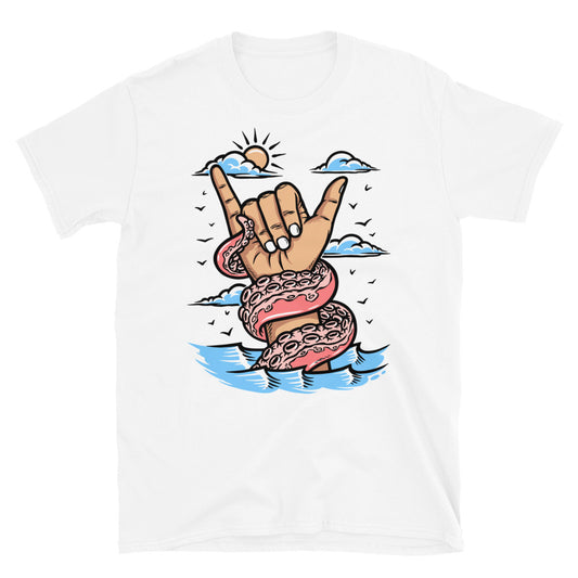 Tentacle and shaka hand sign Fit Unisex Softstyle T-Shirt