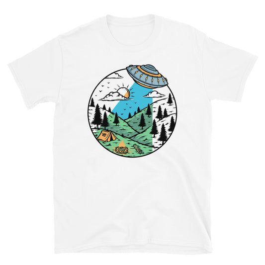 Alien Invasion in the Mountain - Fit Unisex Softstyle T-Shirt