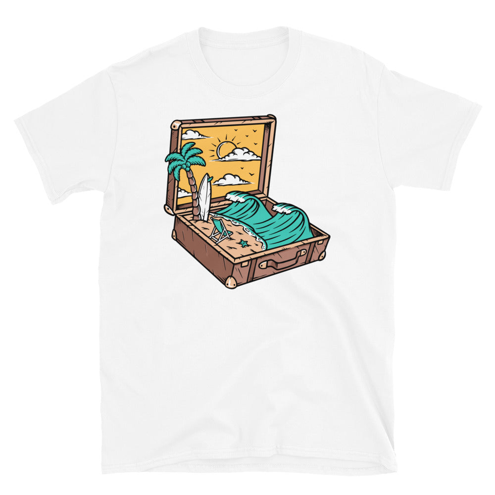 Beach View in Old Suitcase - Fit Unisex Softstyle T-Shirt