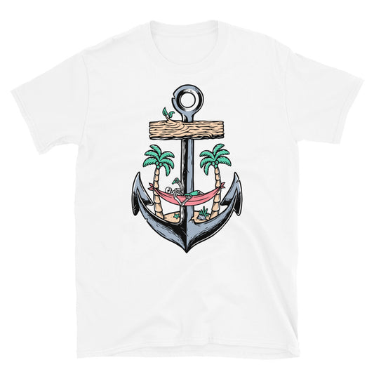 Beach Skull and Old Anchor - Fit Unisex Softstyle T-Shirt