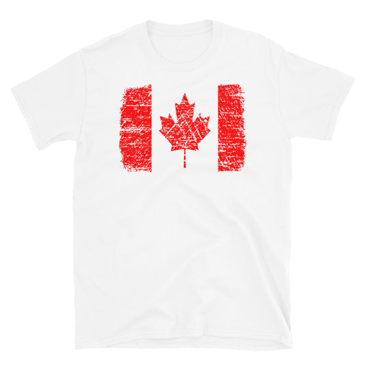 Canadian Flag, Distressed - Fit Unisex Softstyle T-Shirt