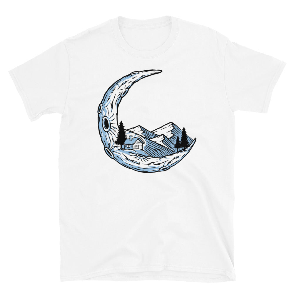 Night view on mountain and moon Fit Unisex Softstyle T-Shirt