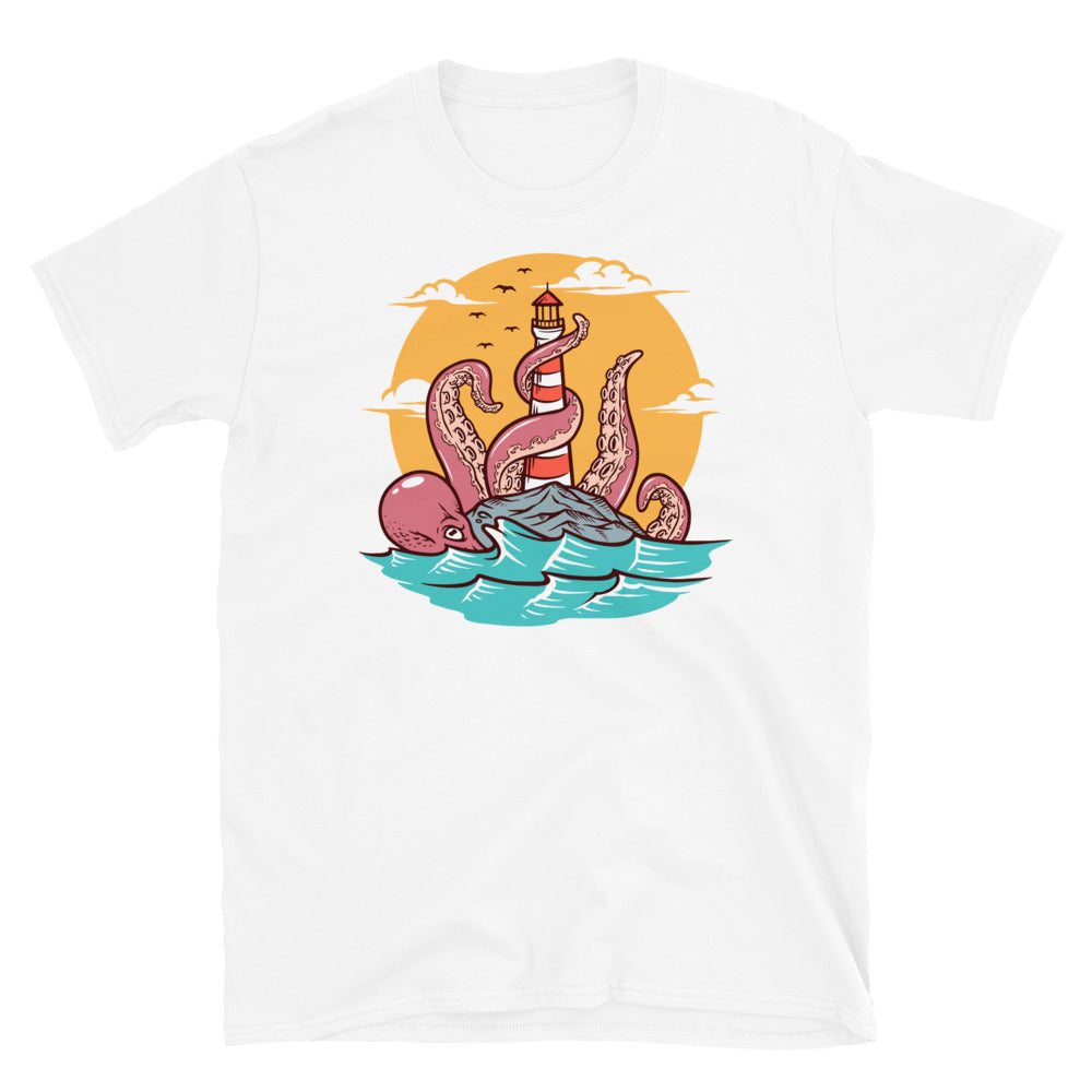 Oktopus und Leuchtturm Fit Unisex Softstyle T-Shirt