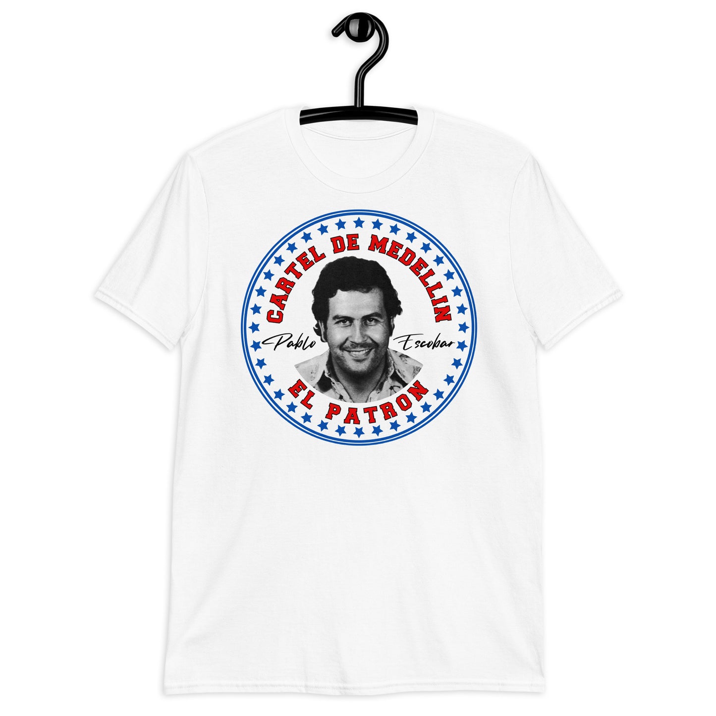 Pablo Escobar El Patron , Cartel de Medellin Graphic Tee Shirt Short-Sleeve Unisex T-Shirt White & Sport Grey